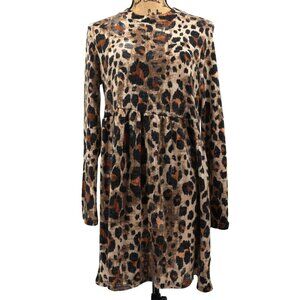 Anthropologie Leopard Print Long Sleeve Dress